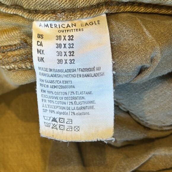 American Eagle Next Level Flex Tan Washed Slim Straight Jeans Size 30x32 - Picture 6 of 7